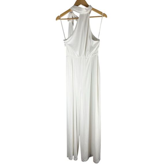 Alexia Admor Sienna Halter Neck Wide Leg Jumpsuit In White Size 6 Stretch - Picture 2 of 11